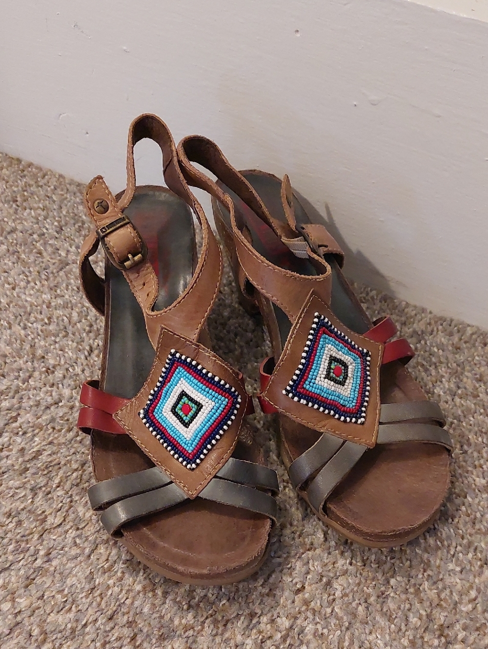 Pikolinos Beaded Leather Sandals